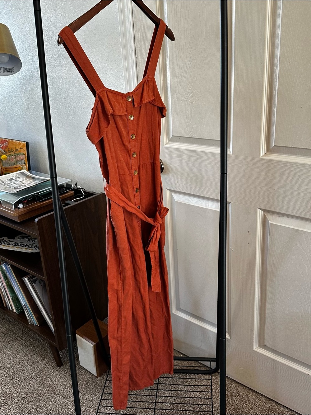 Billabong Rust Button-Front Maxi Dress with Tie ☘️